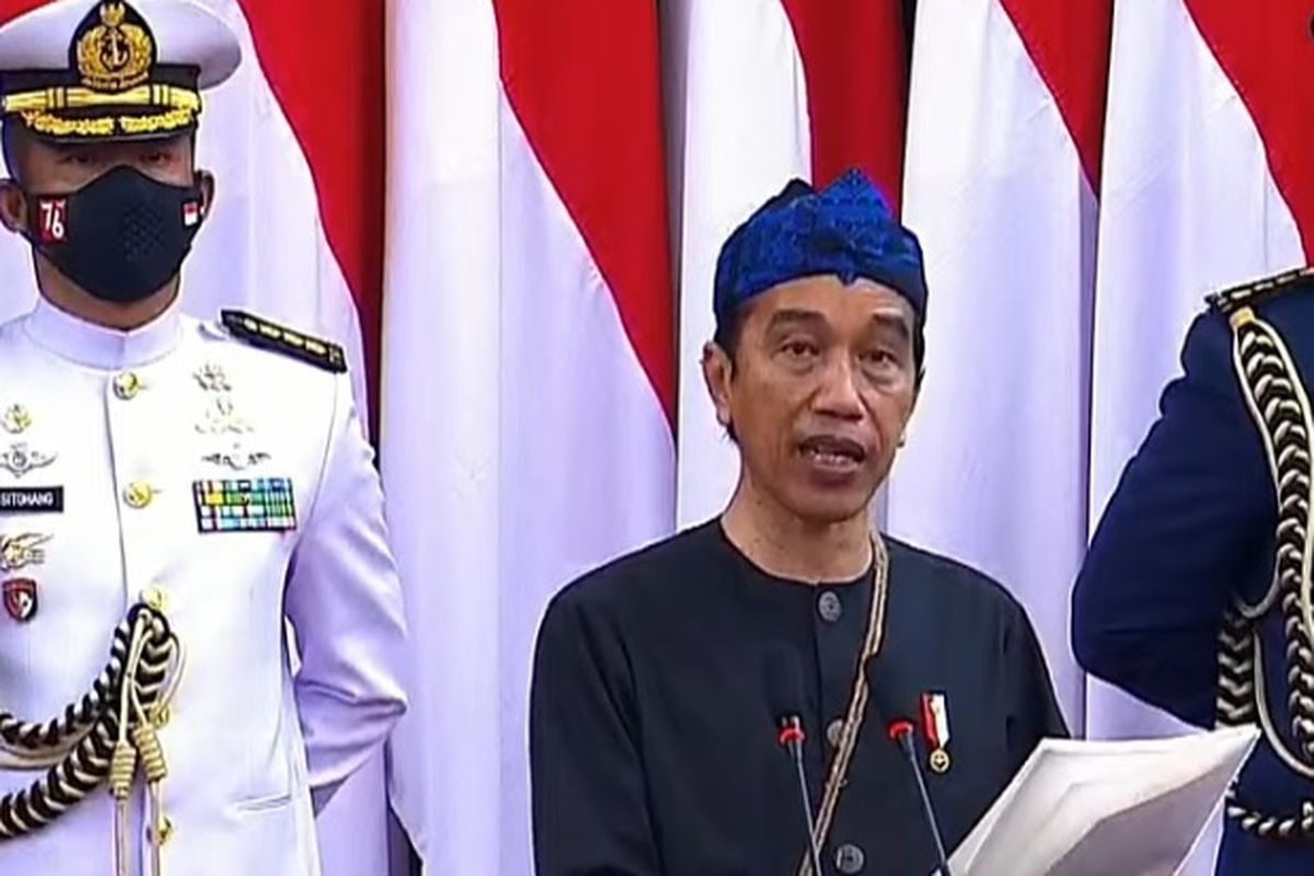 Presiden Joko Widodo saat menyampaikan RUU APBN Tahun Anggaran 2022, 16 Agustus 2021