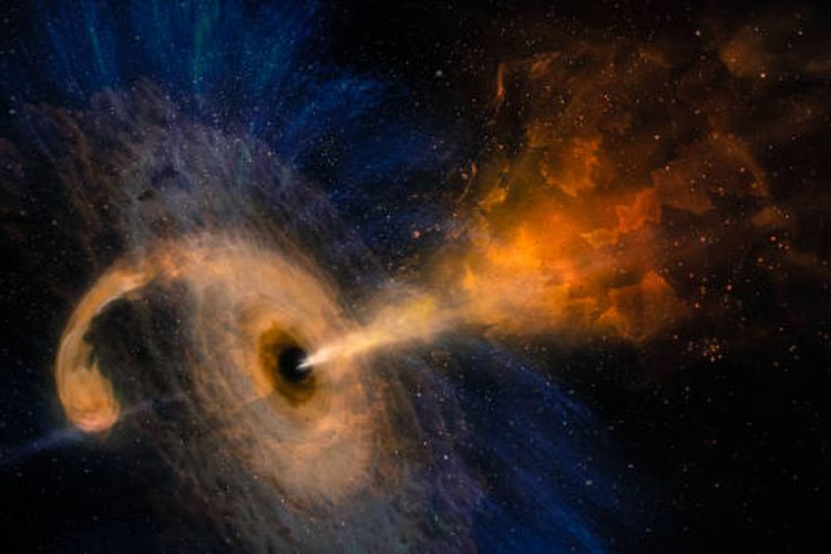Ilustrasi black hole atau lubang hitam.
