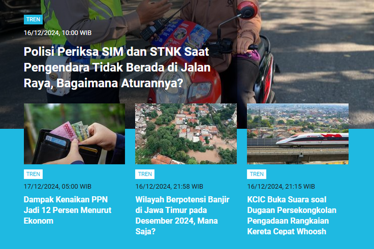 Tangkapan layar artikel kanal Tren.