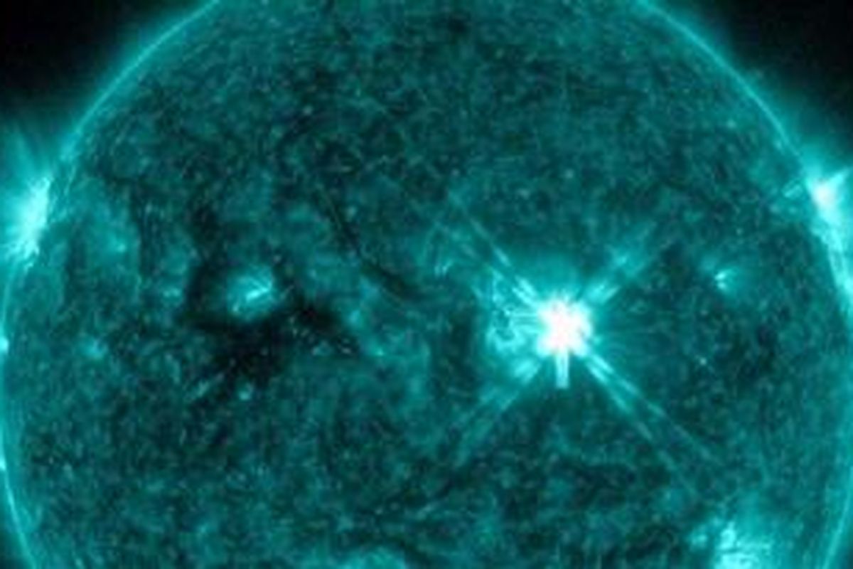 Badai Matahari Kelas X2 yang terdeteksi NASA pada 7 September 2011 Waktu Indonesia Barat.