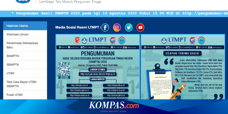Hari Ini Pengumuman Hasil Sbmptn 2020 Bisa Diakses Mulai Pukul 15 00 Wib Halaman All Kompas Com
