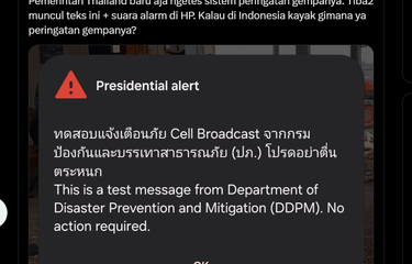 Warganet mempertanyakan sistem peringatan gempa di Indonesia usai pemerintah Thailand melakukan uji coba peringatan gempa melalui notifikasi Hp