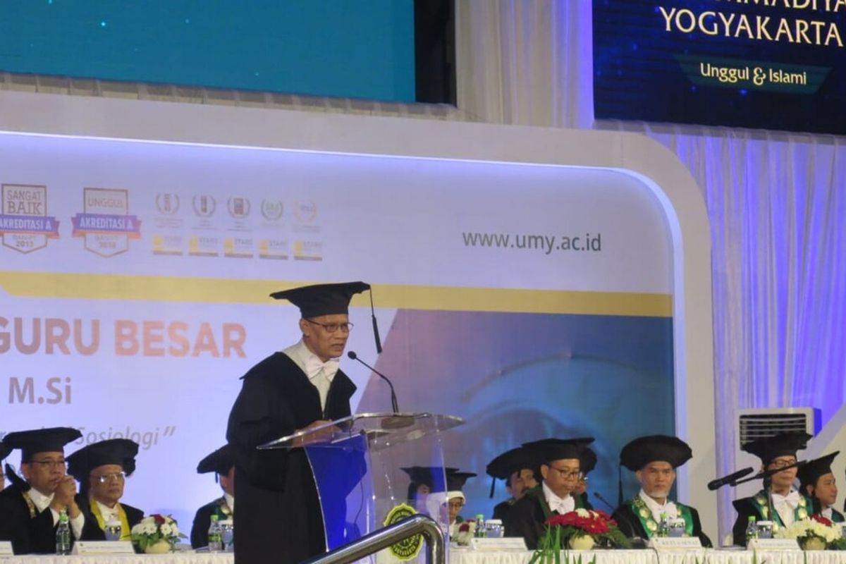 Haedar Nashir dikukuhkan sebagai Guru Besar di Universitas Muhammadiyah Yogyakarta (UMY) Kamis (12/12/2019).