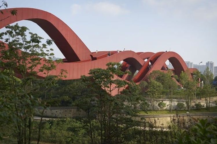 Jembatan penyeberangan ikonik terdapat Changsa, China. 
