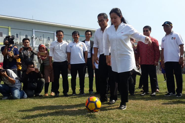 Menteri Koordinator Bidang Pembangunan Manusia dan Kebudayaan, Puan Maharani saat membuka Gala Siswa Indonesia di Kota Malang, Sabtu (12/5/2018)