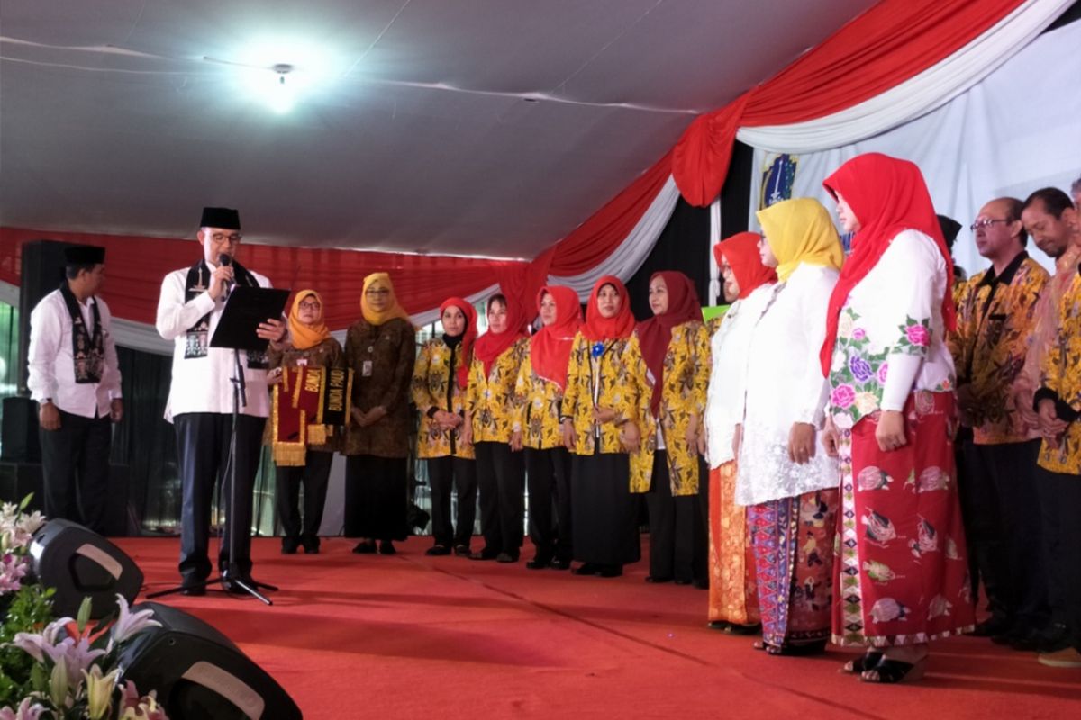 Gubernur DKI Jakarta Anies Baswedan saat memberikan sambutan dan membuka kegiatan Gebyar PAUD (Pendidikan Anak Usia Dini) dan Dikmas (Pendidikan Masyarakat) Dinas Pendidikan Provinsi DKI Jakarta, Kamis (16/11/2017).