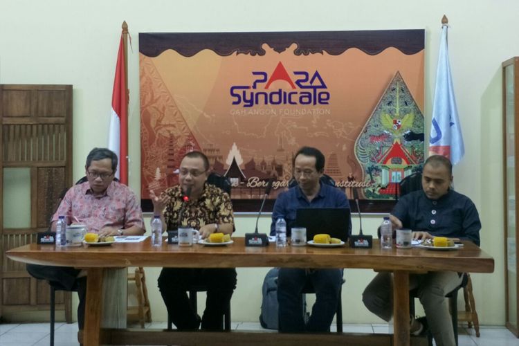 Diskusi publik yang digelar PARA Syndicate bertema Forum Media : Perang Wacana Kampanye Pilpres antara Kedangkalan vs Kedalaman Visi di Jalan Wijaya Timur, Jumat (9/11/2018). 