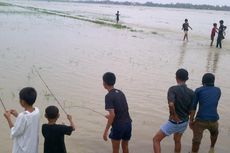Warga Pemalang Pancing Lele di Lokasi Banjir