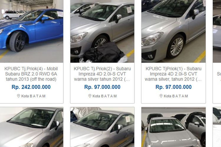 Lelang 10 unit Subaru Bea Cukai