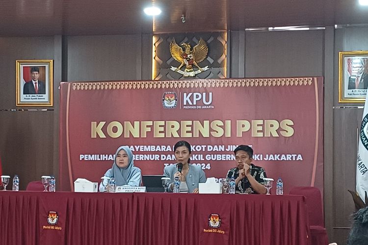 Konferensi pers pembukaan sayembara pembuatan maskot dan jungle untuk Pilgub DKI Jakarta 2024, Selasa (16/4/2024).