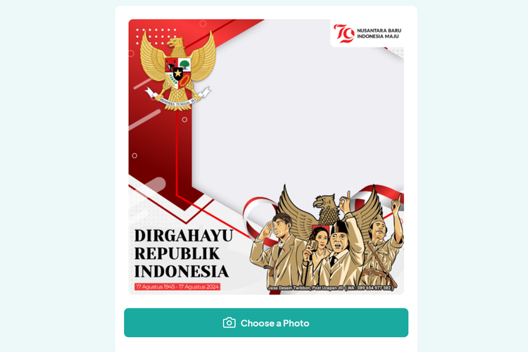 Ilustrasi Twibbon 17 Agustus 2024 keren terbaru.