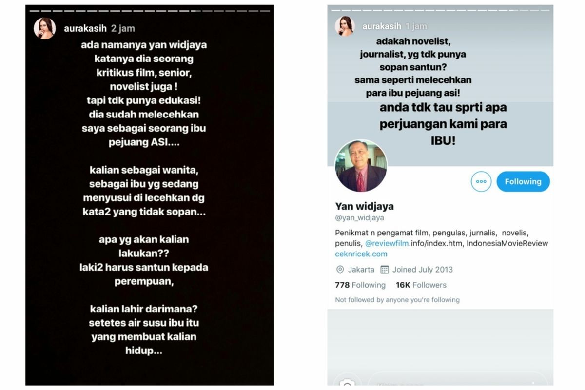 Tangkapan layar akun instagram Aura Kasih.