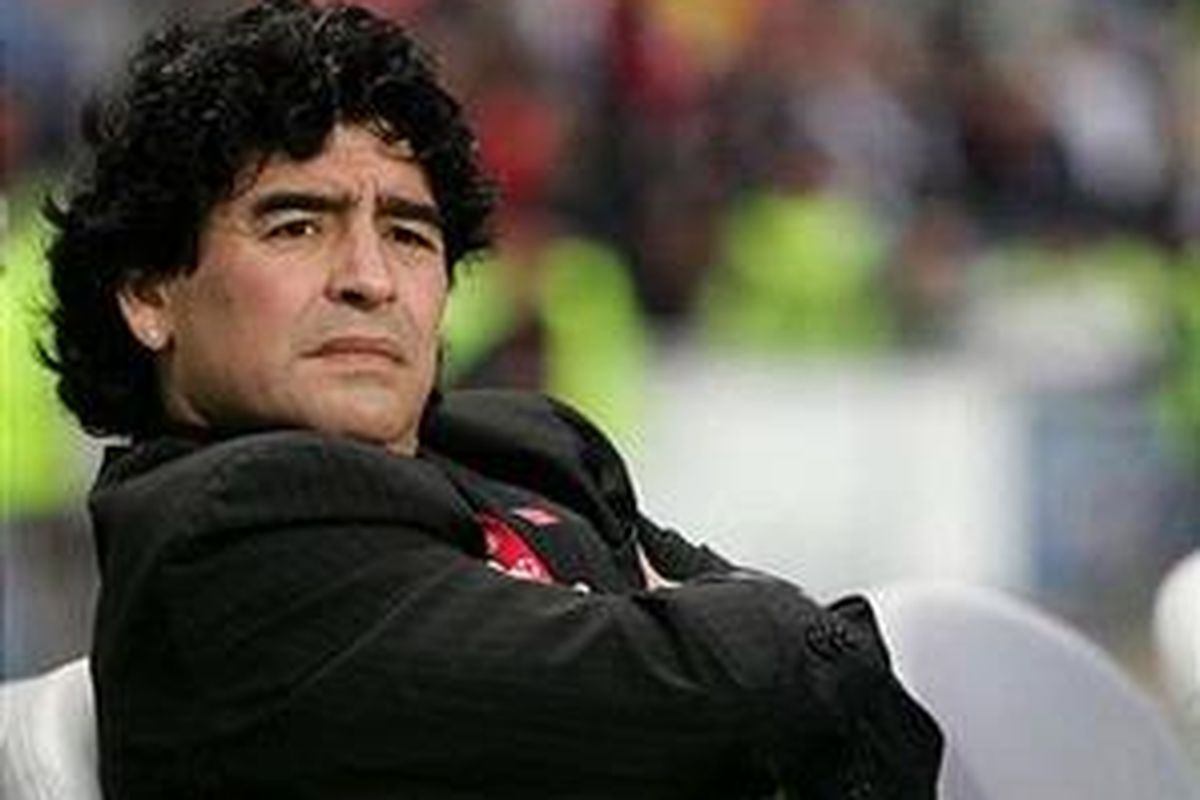 Legenda dan pelatih Argentina, Diego Armando Maradona.