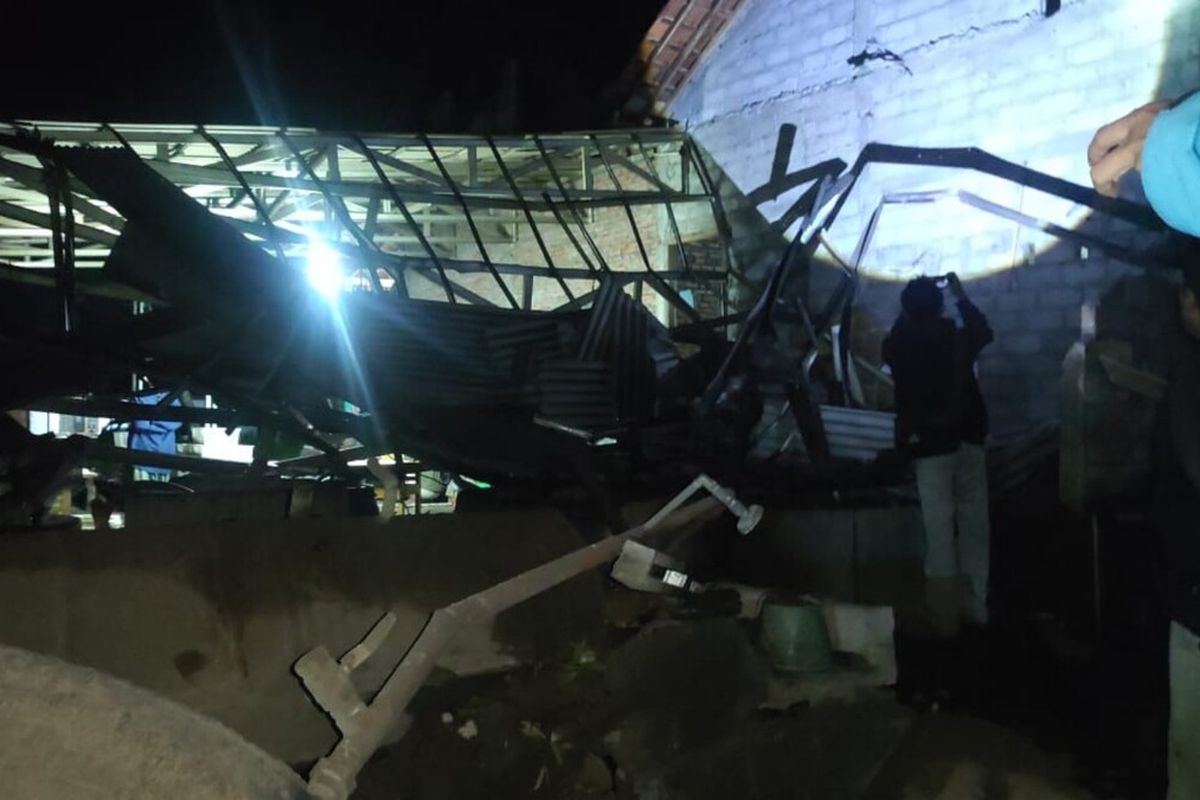 Lokasi pabrik tahu meledak di Kalurahan Mulo, Wonosari, Gunungkidul, DI Yogyakarta. Senin (12/2/2024) malam