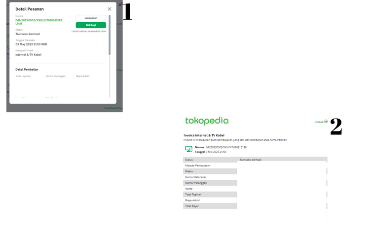 cara cek invoice tokopedia