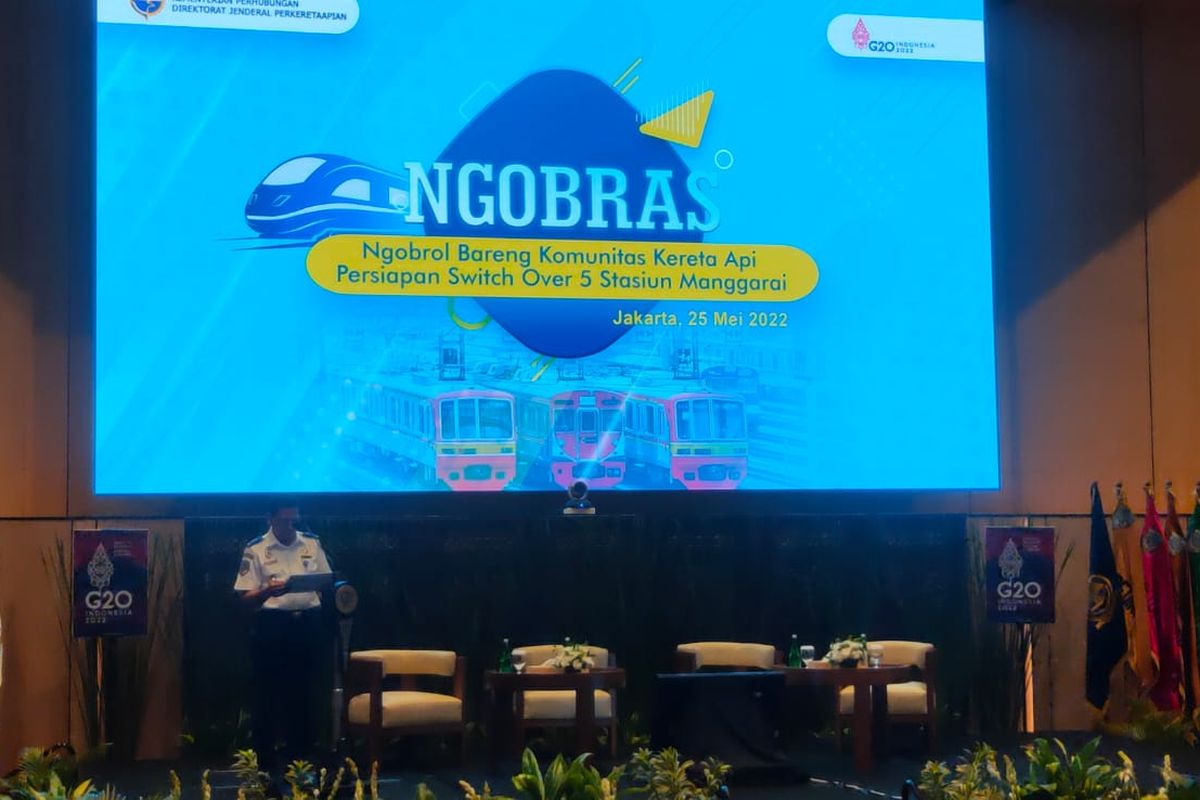 Sekretaris Ditjen Perkeretaapian Kemenhub Zulmafendi saat acara NGOBRAS: Ngobrol Bareng Komunitas di Gedung Kemenhub, Jakarta, Rabu (25/5/2022).