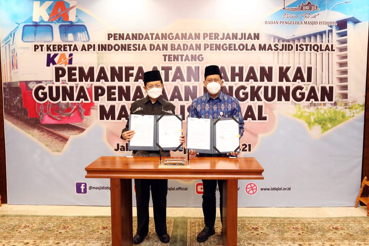 KAI dan Badan Pengelola Masjid Istiqlal telah menandatangani Perjanjian Kerja Sama (PKS) tentang Pemanfaatan Lahan Guna Penataan Lingkungan Masjid Istiqlal.
