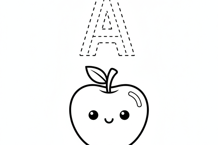 Worksheet TK Mewarnai Huruf dan Contoh Gambar