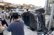 Pajero Terguling Usai Tabrak Motor di Pajajaran Bogor