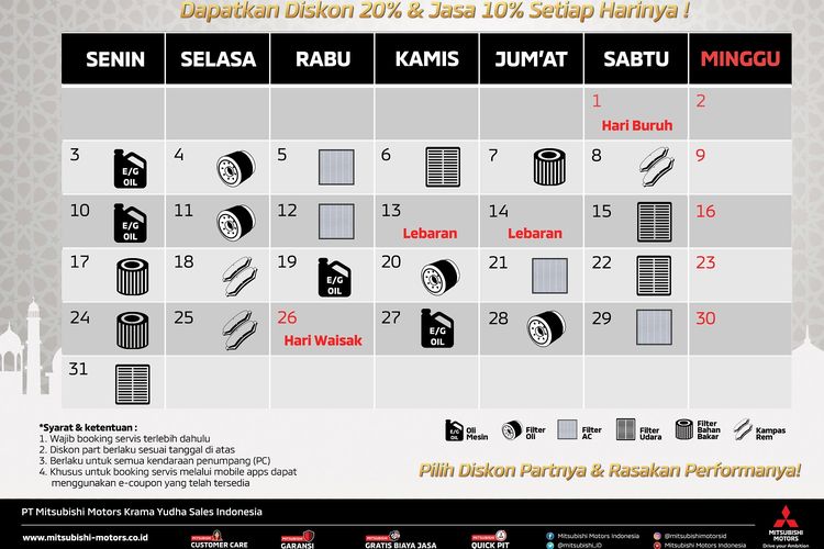 Promo diskon spare part dari Mitsubishi