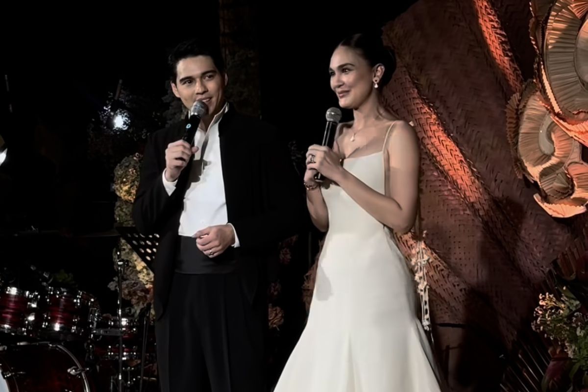 Penampilan Luna Maya dan Maxime Bouttier dalam resepsi pernikahan mereka yang di Bali, Rabu (7/5/2025).