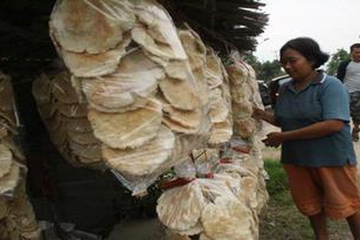 Penjual kemplang di Lubuk Sakti, Ogan Komering Ilir, Sumatera Selatan
