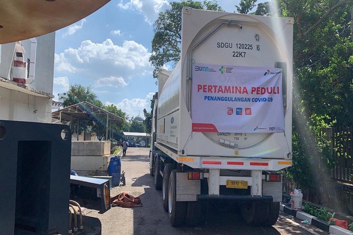 Pertamina bersama anak usahanya berhasil mendistribusikan 1.335 ton oksigen ke 206 rumah sakit di Pulau Jawa dan Bali 