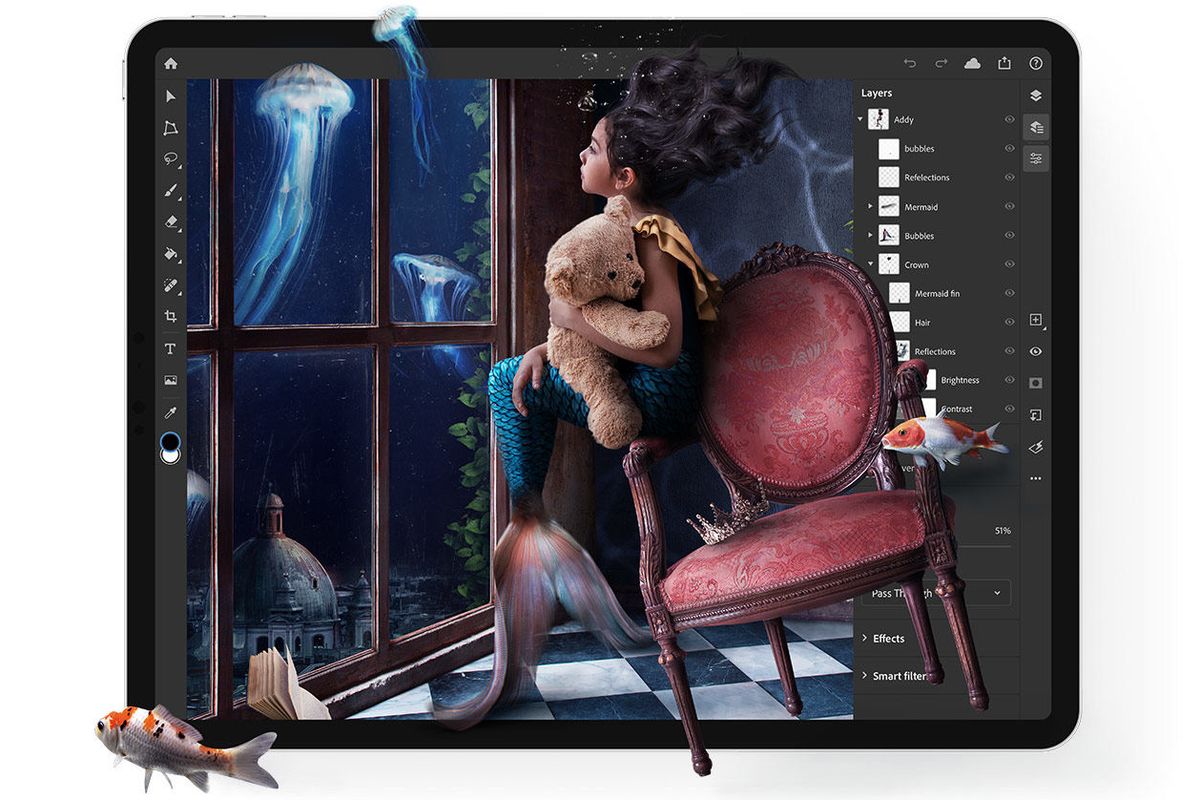 Ilustrasi Photoshop versi iPad.