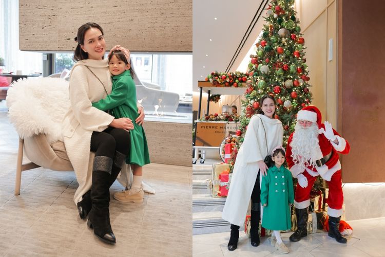 Shandy Aulia dan anaknya merayakan Natal di London, Inggris, tahun 2024.