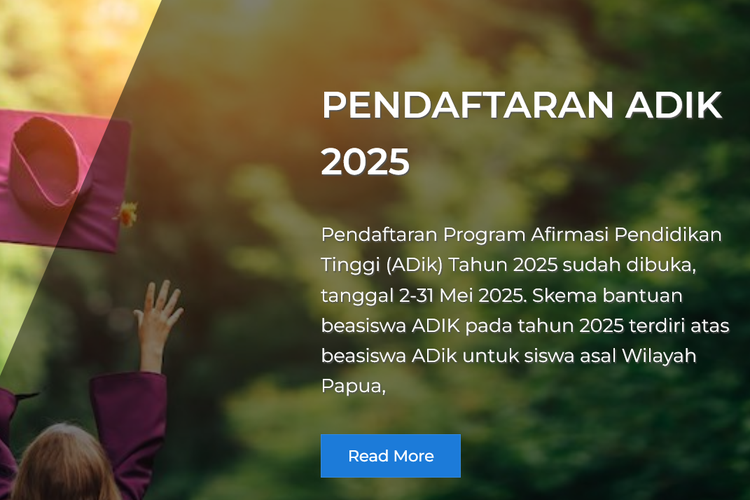Pendaftaran Beasiswa ADik 2025 Dibuka, Gratis Kuliah dan Biaya Hidup