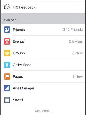 Menu Order Food di tab Explore aplikasi Facebook.