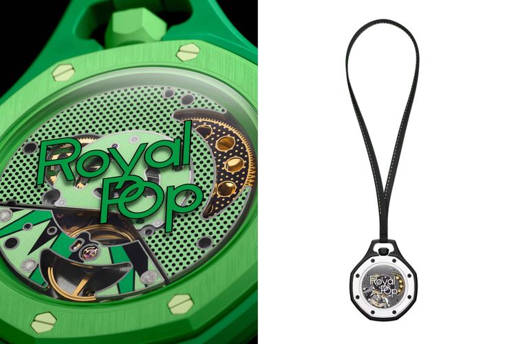 AP x Swatch Royal Pop Collection varian Green Eight (kiri) dan Ocho Negro (kanan).