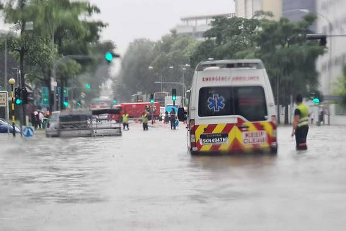 Banjir bandang di Singapura.