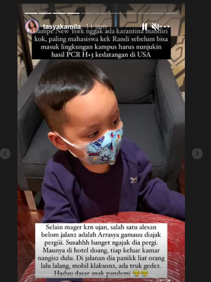 Tangkapan layar Insta Story akun @tasyakamila. Tasya Kamila kabarkan tidak perlu lakukan karantina mandiri saat tiba di Amerika