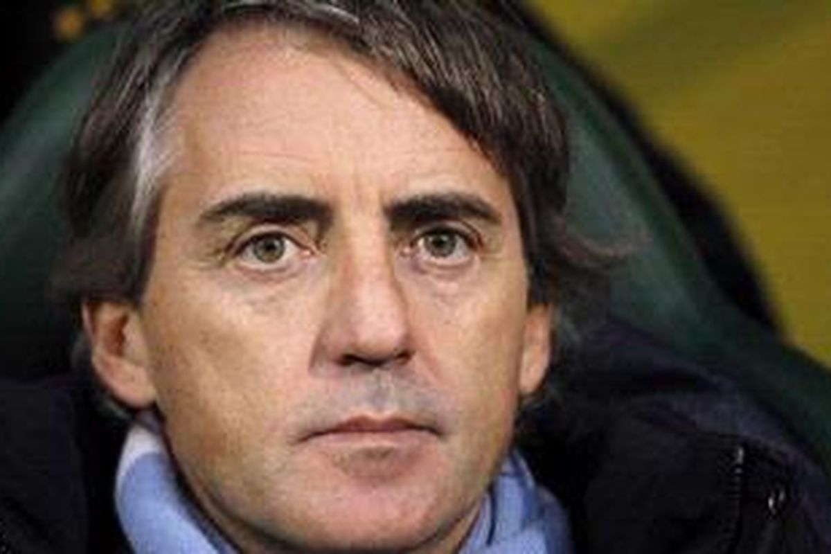 Pelatih Manchester City, Roberto Mancini.