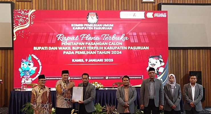 KPU Kabupaten Pasuruan Tetapkan Pasangan Rusdi-Shobih sebagai Bupati-Wakil Bupati Terpilih