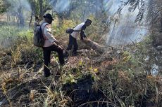 Lahan di Lereng Gunung Klotok Kediri Kebakaran 