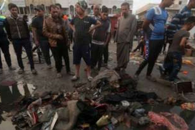 Lokasi ledakan di sebuah pasar yang padat di Ibu Kota Irak, Baghdad, menewaskan sedikitnya 38 orang dan melukai puluhan lainnya, Minggu 28 Februari.