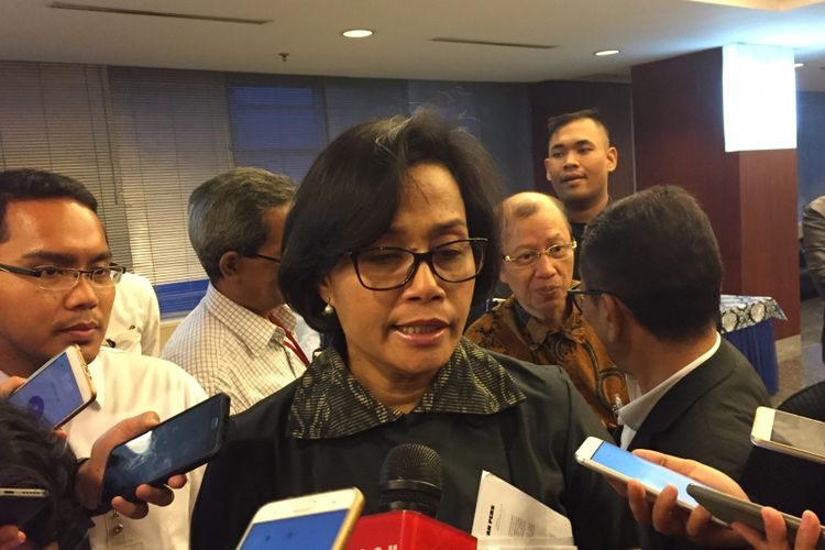 Menteri Keuangan Sri Mulyani Indrawati saat menghadiri sosialisasi Peraturan Menteri Keuangan (PMK) Nomor 165 Tahun 2017 di kantor pusat Direktorat Jenderal Pajak, Senin (27/11/2017).