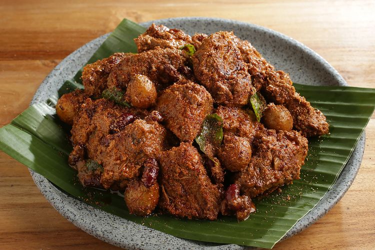 Ilustrasi rendang daging sapi khas Padang. 