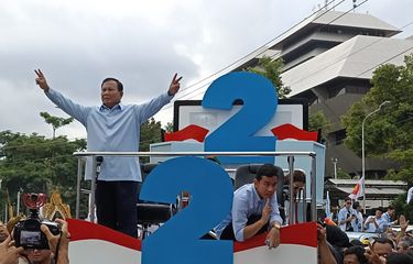 Calon Presiden (Capres) No Urut 02 Prabowo Subianto disambut ratusan ribu warga di Semarang, Jawa Tengah 