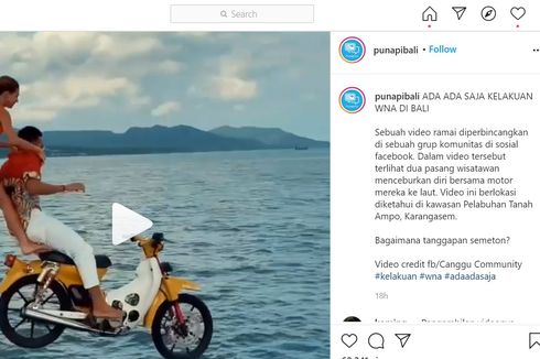 Viral Video Sepasang Turis Asing Ceburkan Diri Bersama Motor ke Laut