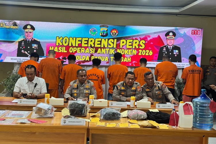 Polda Papua Tengah Ungkap 9 Kasus Narkotika dan Miras, 13 Tersangka Ditangkap