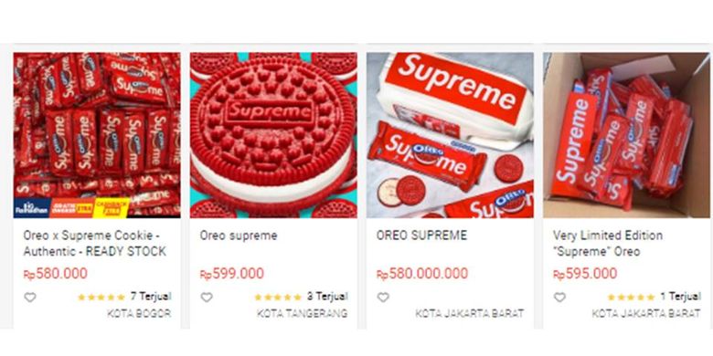 Oreo Supreme yang dijual oleh sejumlah penjual di salah satu marketplace di Indonesia.