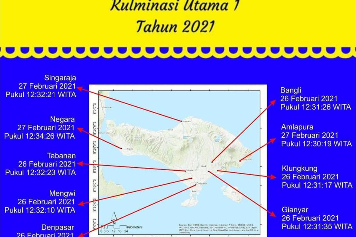 The main culmination schedule in the Bali region on 26 and 27 February 2021.