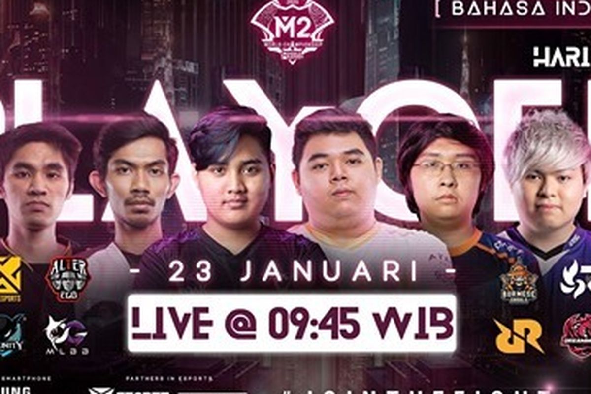 Ilustrasi tim e-sports yang bakal mengikuti babak penyisihan hari kedua turnamen M2 Mobile Legends World Championship