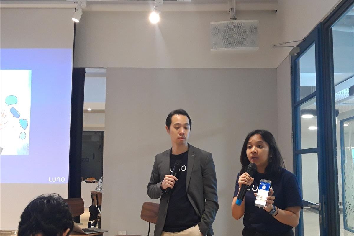 General Manager Asia Tenggara Luno David Low dan Community Lead Luno Indonesia Debora di Jakarta, Kamis (11/7/2019).