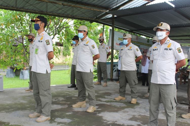 Apel Launching Operasi Penegakan Perda Nomer 5 Tahun 2014 tentang Kawasan Tanpa Rokok, di halaman Kantor Satpol PP Kabupaten Kulon Progo, Rabu (24/02/2021).