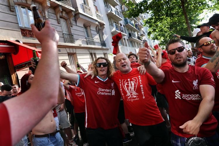 Para suporter Liverpool berbondong-bondong datang ke Paris jelang laga final Liga Champions, Liverpool vs Real Madrid, pada Minggu (28/5/2022) dini hari WIB.