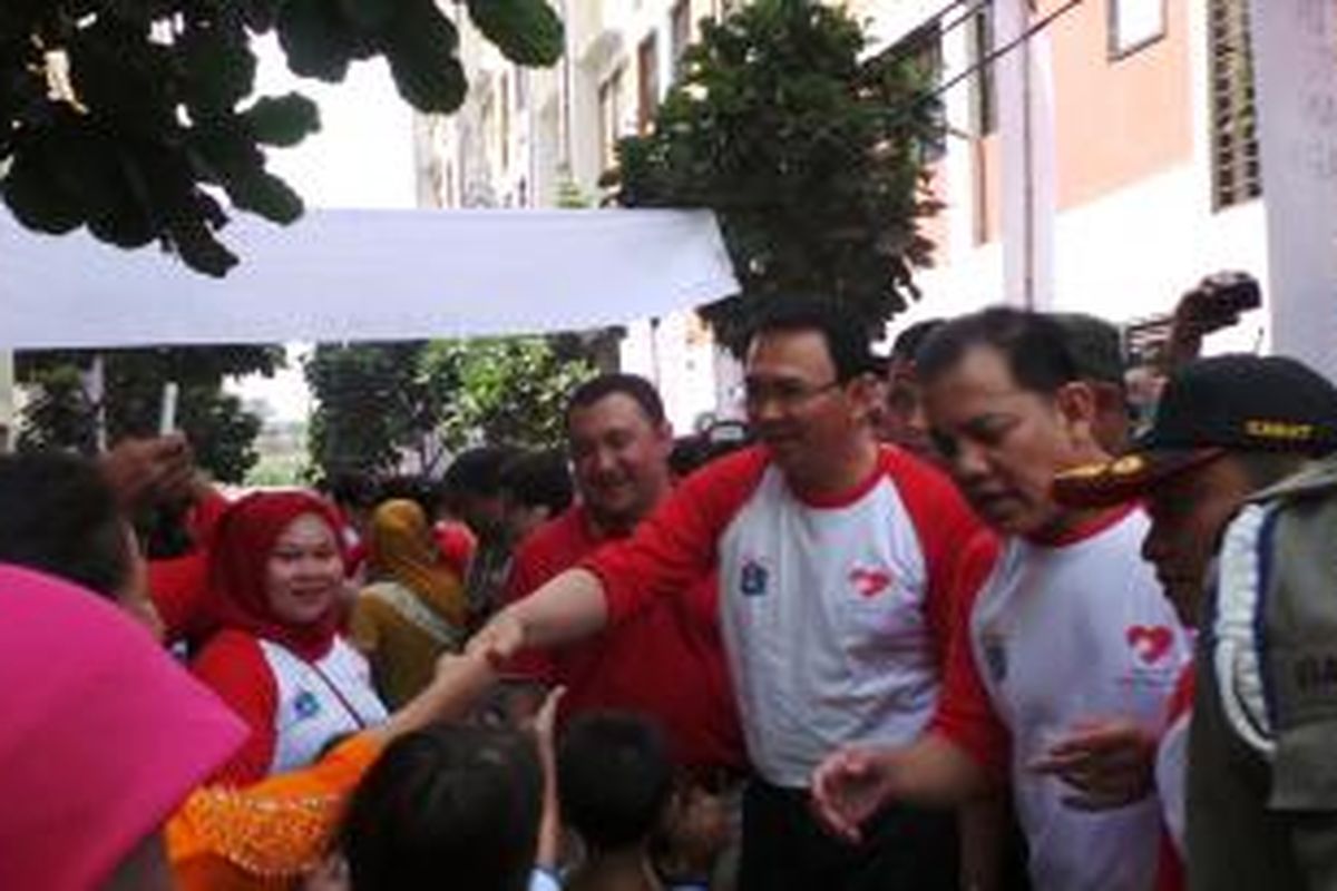 Gubernur DKI Jakarta Basuki Tjahaja Purnama saat menghadiri Gerakan 